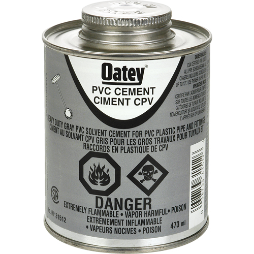 PVC Heavy-Duty Cement, 473 ml, Brush-Top Can, Grey Meunier Outillage Industriel
