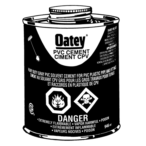 PVC Heavy-Duty Cement, 946 ml, Brush-Top Can, Grey Meunier Outillage Industriel