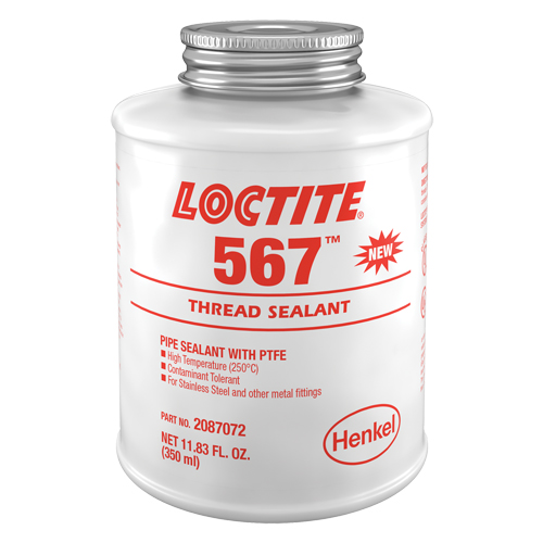 567 High Temperature Thread Sealant, Brush Top Bottle, 350 ml, -53.88° C - 204° C/-65° F - 400° F Meunier Outillage Industriel