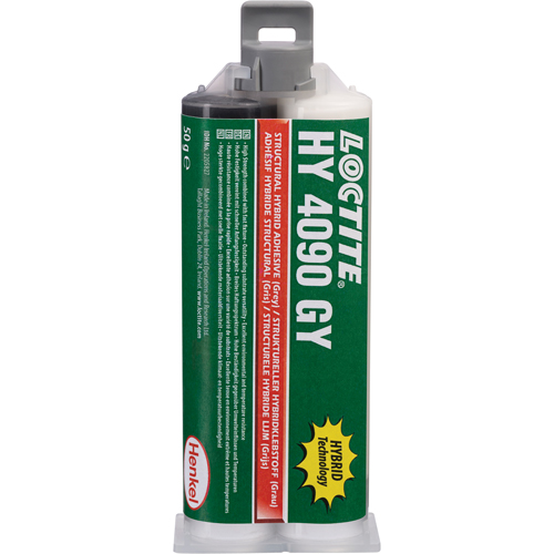 Adh&eacute;sif hybride pour r&eacute;parations structurales HY 4090 GY, Deux composants, Cartouche double, 50 g, Gris Meunier Outillage Industriel