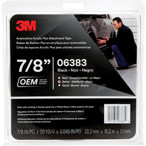 3M Automotive Acrylic Tape, 18 M (60') L x 22 mm (7/8") W, 45 mils, Acrylic Meunier Outillage Industriel