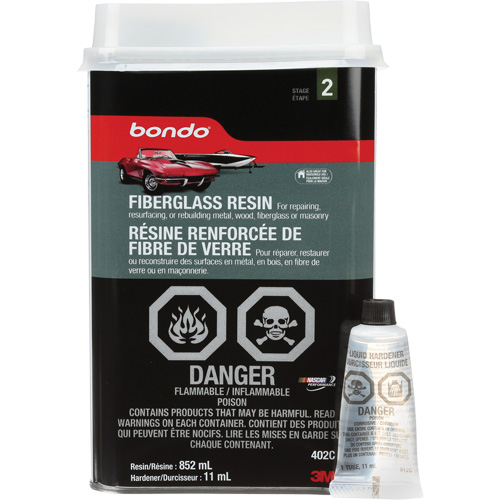 R&eacute;sine de fibre de verre Bondo, Deux composants, 852 ml, Bouteille, Blanc cass&eacute; Meunier Outillage Industriel