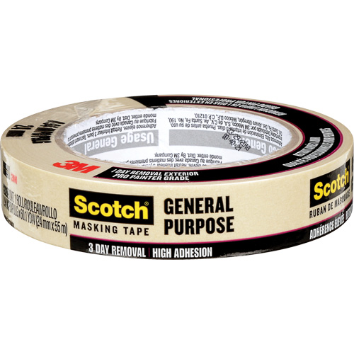 Scotch&reg; General Purpose Masking Tape 2020, 24 mm (1") x 55 m (180'), Tan Meunier Outillage Industriel