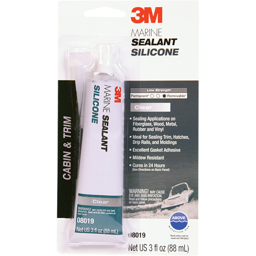 Marine Grade Silicone Sealant, 3 oz., Tube, Clear Meunier Outillage Industriel