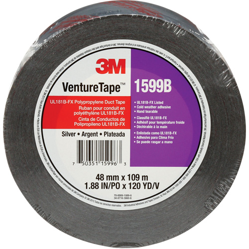 1599B Venture Tape Polypropylene Tape, 3 mils, Silver, 48 mm (2") x 109.7 m (359.9') Meunier Outillage Industriel
