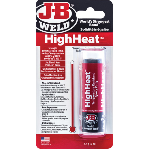 Colle &eacute;poxyde r&eacute;sistant aux temp&eacute;ratures &eacute;lev&eacute;es HighHeat, 2 oz, B&acirc;ton, Gris Meunier Outillage Industriel