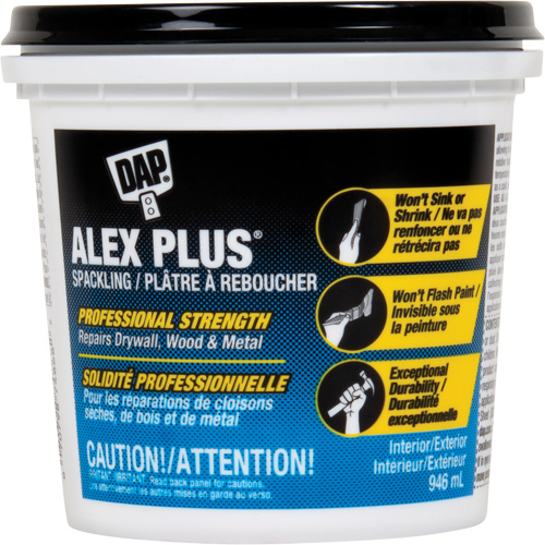 Alex Plus&reg; Spackling, 946 ml, Plastic Container Meunier Outillage Industriel