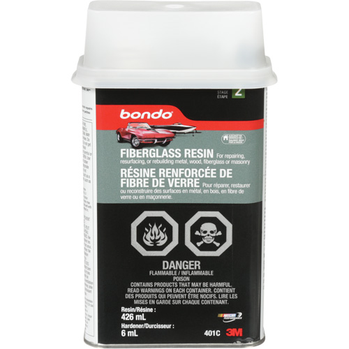 R&eacute;sine de fibre de verre Bondo, Deux composants, 15 oz, Bidon rectangulaire Meunier Outillage Industriel