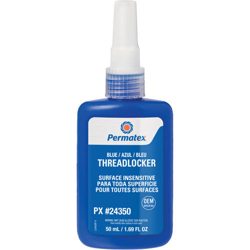 Adh&eacute;sif frein-filet pour toute surface, Bleu, &eacute;lev&eacute;, 50 ml, Bouteille Meunier Outillage Industriel