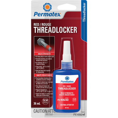 Permanent Strength Threadlocker, Red, High, 36 ml, Bottle Meunier Outillage Industriel