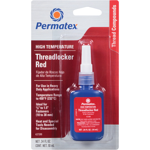 High Temperature Threadlocker, Red, High, 10 ml, Bottle Meunier Outillage Industriel