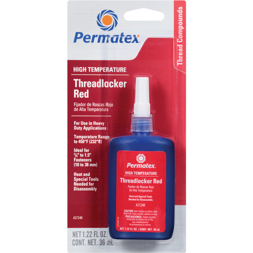 Adh&eacute;sif frein-filet pour temp&eacute;ratures &eacute;lev&eacute;es, Rouge, &eacute;lev&eacute;, 36 ml, Bouteille Meunier Outillage Industriel
