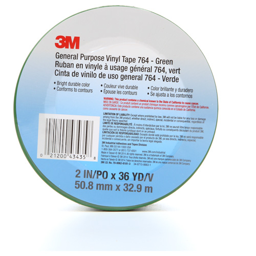 Ruban en vinyle pour travaux g&eacute;n&eacute;raux 764, 50,8 mm (2") la x 32,9 m (108') lo, 5 mils, Vert Meunier Outillage Industriel