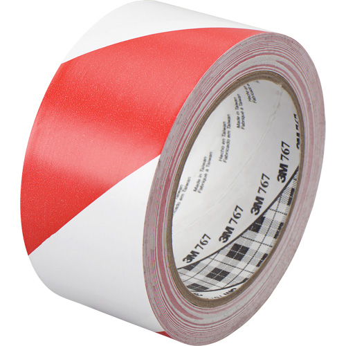 Hazard Warning Tape 767, 50.8 mm (2") x 33 m (108'), Red/White Meunier Outillage Industriel