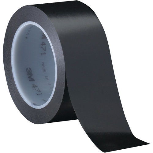 Ruban en vinyle 471, 76 mm (3") la x 32,9 m (108') lo, 5,2 mils, Noir Meunier Outillage Industriel