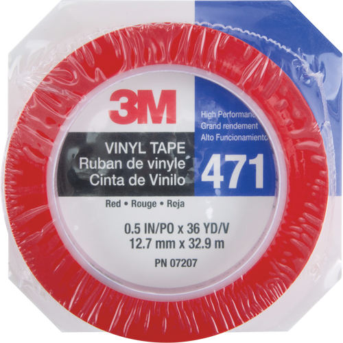 471 Vinyl Tape, 12 mm (1/2") W x 32.9 m (108') L, 5.3 mils, Red Meunier Outillage Industriel