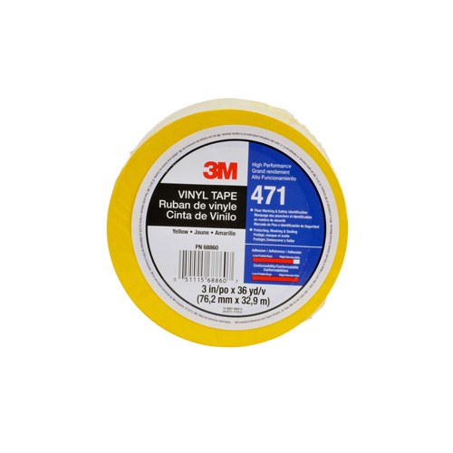 Ruban en vinyle 471, 12 mm (1/2") la x 32,9 m (108') lo, 5,2 mils, Jaune Meunier Outillage Industriel