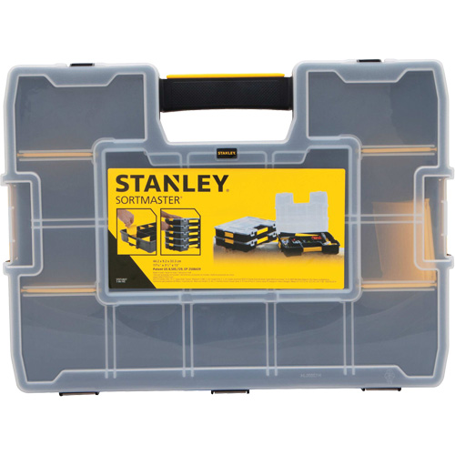 Organisateur empilable pour petites pi&egrave;ces SortMaster, 17-3/8" la x 13" p x 3-1/2" h, Noir Meunier Outillage Industriel