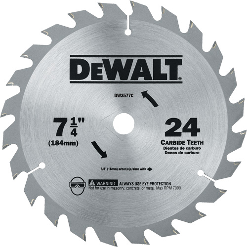 Carbide Circular Saw Blade, 7-1/4", 24 Teeth Meunier Outillage Industriel