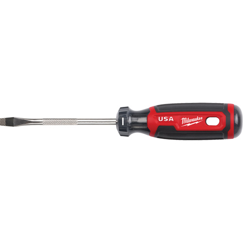 Slotted Screwdriver, 1/4" Tip, Round, 211 mm L, Cushion Grip Handle Meunier Outillage Industriel