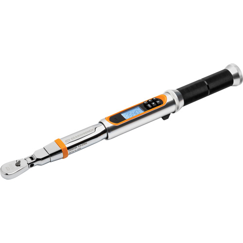 Cl&eacute; dynamom&eacute;trique &agrave; t&ecirc;te flexible 120XP avec angle, &eacute;lectronique, Entraînement 1/4" carr&eacute;, 24 - 240 lb-po Meunier Outillage Industriel