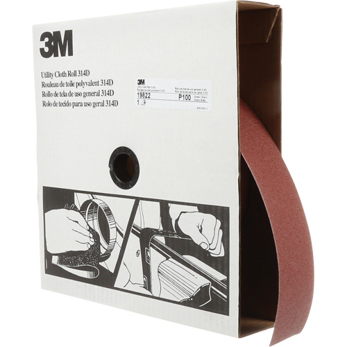 Rouleau de toile abrasive utilitaire 314D, 2" la x 150' lo, Grain 100J Meunier Outillage Industriel