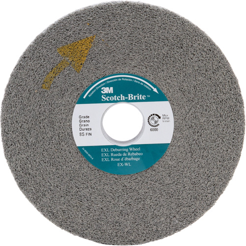 Meule d'&eacute;barbage EXL Scotch-Brite, 8" x 1", Arbre de 3" Meunier Outillage Industriel