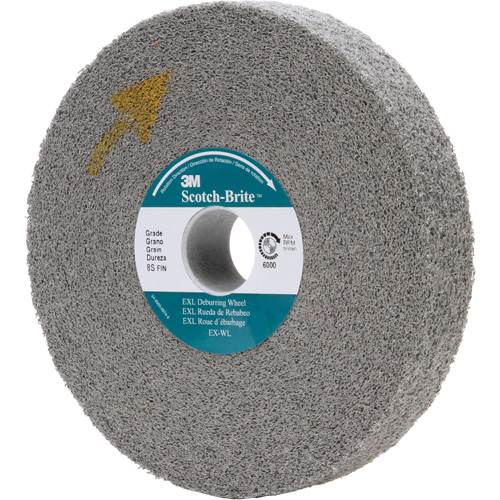 Meule d'&eacute;barbage EXL Scotch-Brite, 8" x 1", Arbre de 3" Meunier Outillage Industriel