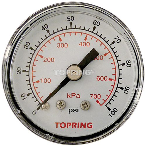 Pressure Gauge, 1-1/2" , 0 - 100 psi, Back Mount, Analogue Meunier Outillage Industriel