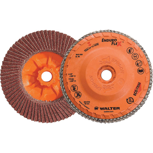 Enduro-Flex Flap Disc, 4-1/2" x 5/8"-11, Type 27, 40 Grit, Zirconia Alumina Meunier Outillage Industriel