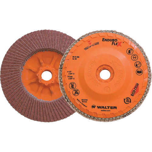 Enduro-Flex Flap Disc, 4-1/2" x 5/8"-11, Type 27, 60 Grit, Zirconia Alumina Meunier Outillage Industriel