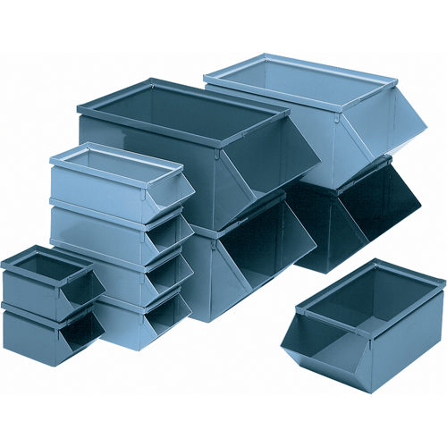 Steel Bin, 100 lbs. Cap., 12" W x 20-1/2" D x 9-1/2" H, Blue Meunier Outillage Industriel