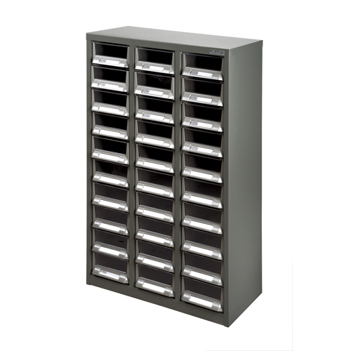 Casiers pour pi&egrave;ces KPC-200, Acier galvanis&eacute;, 30 tiroirs, 21-3/10" x 10-2/5" x 36-9/10", Gris Meunier Outillage Industriel