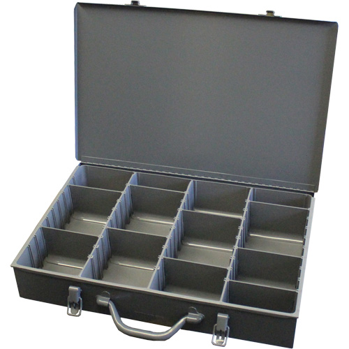 Boîtes &agrave; compartiments ajustables, Acier, Variable compartiments, 13-3/8" la x 9-1/4" p, 2" h, Gris Meunier Outillage Industriel