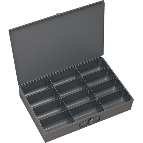 Compartment Scoop Boxes, Steel, 12 Slots, 18" W x 12" D x 3" H, Grey Meunier Outillage Industriel