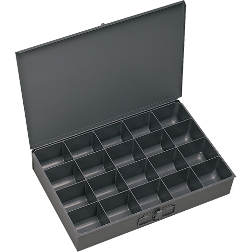 Compartment Scoop Boxes, Steel, 20 Slots, 18" W x 12" D x 3" H, Grey Meunier Outillage Industriel