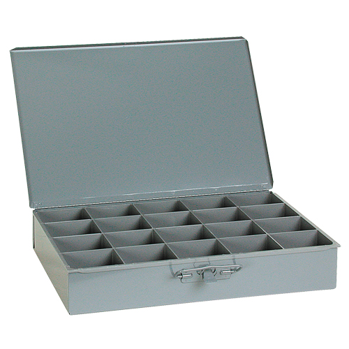 Compartment Scoop Boxes, Steel, 20 Slots, 18" W x 12" D x 3" H, Grey Meunier Outillage Industriel