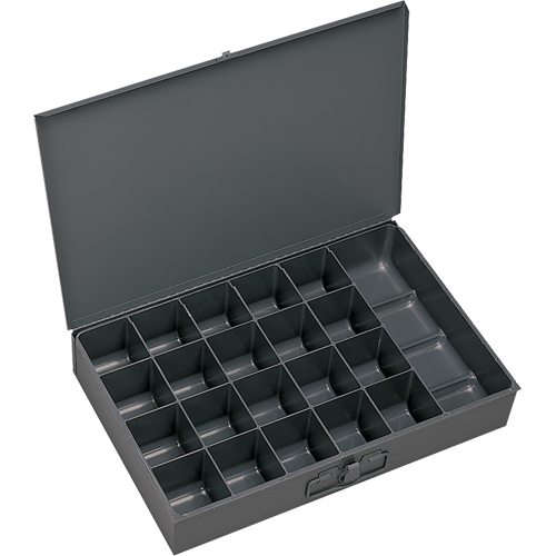 Compartment Scoop Boxes, Steel, 21 Slots, 18" W x 12" D x 3" H, Grey Meunier Outillage Industriel