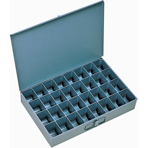 Compartment Scoop Boxes, Steel, 32 Slots, 18" W x 12" D x 3" H, Grey Meunier Outillage Industriel
