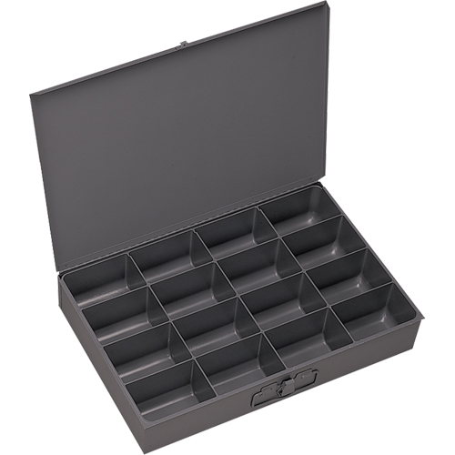 Boîtes &agrave; fond courb&eacute;, Acier, 16 compartiments, 13-3/8" la x 9-1/4" p, 2" h, Gris Meunier Outillage Industriel