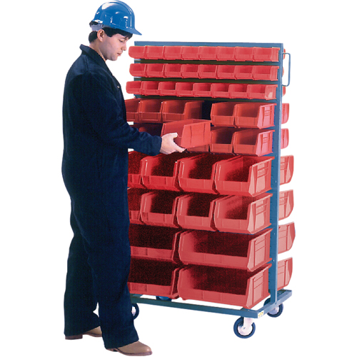 Double-Sided Mobile Bin Rack, Double-sided, 96 bins, 36" W x 24" D x 63" H Meunier Outillage Industriel