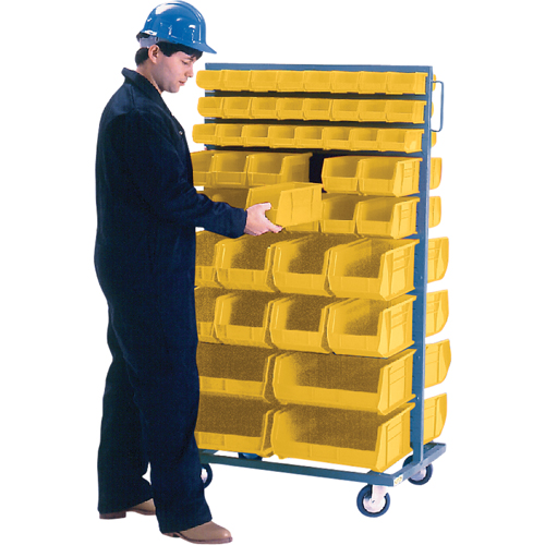 Double-Sided Mobile Bin Rack, Double-sided, 96 bins, 36" W x 24" D x 63" H Meunier Outillage Industriel