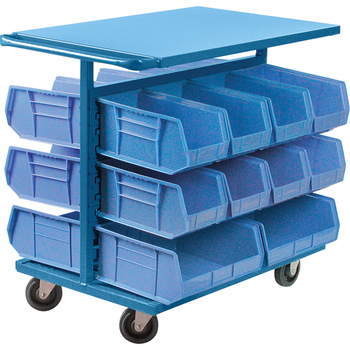 Bin Cart with Bins, Double-sided, 20 bins, 24" W x 38-1/2" D x 36-1/2" H Meunier Outillage Industriel