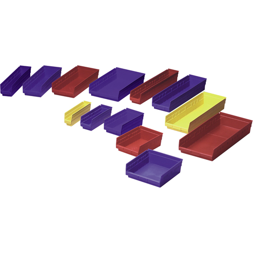 Shelf Bins, 11-1/8" W x 4" H x 11-5/8" D, Red, 30 lbs. Capacity Meunier Outillage Industriel