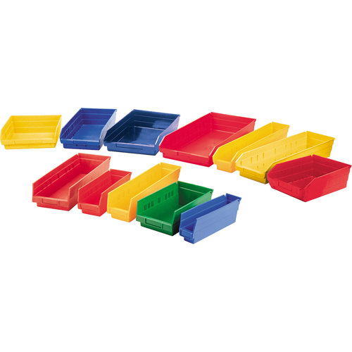 Shelf Bins, 11-1/8" W x 4" H x 11-5/8" D, Yellow, 30 lbs. Capacity Meunier Outillage Industriel