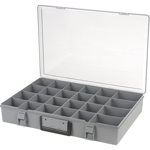 Compartment Case, Plastic, 24 Slots, 18-1/2" W x 13" D x 3" H, Grey Meunier Outillage Industriel