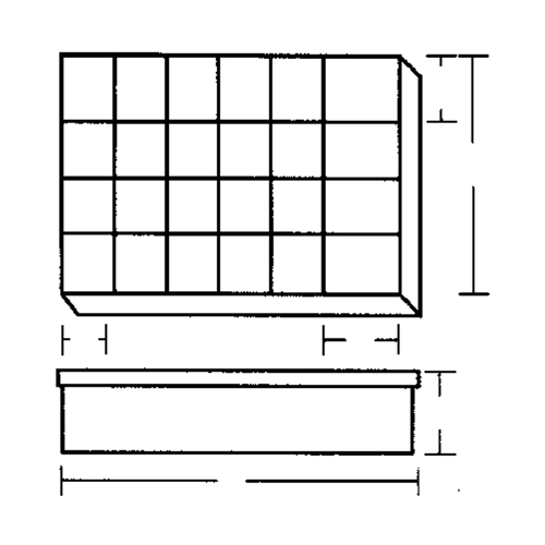 Compartment Case, Plastic, 24 Slots, 18-1/2" W x 13" D x 3" H, Grey Meunier Outillage Industriel