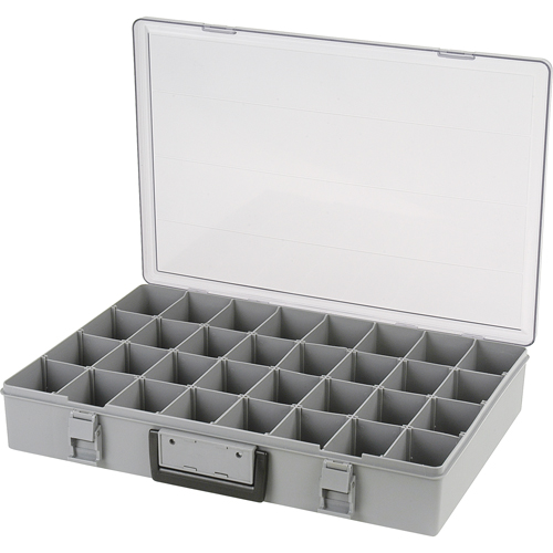 Compartment Case, Plastic, 32 Slots, 18-1/2" W x 13" D x 3" H, Grey Meunier Outillage Industriel