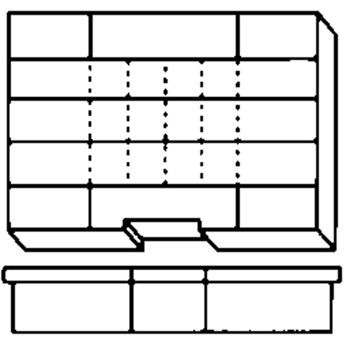 Compartment Case, Plastic, 15-1/2" W x 11-3/4" D x 2-1/2" H, Grey Meunier Outillage Industriel
