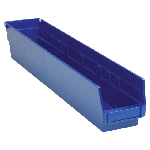 Shelf Bins, 4-1/8" W x 4" H x 23-5/8" D, Blue, 50 lbs. Capacity Meunier Outillage Industriel
